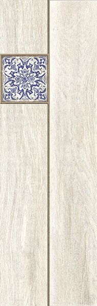 Керамогранит Ornamentwood глаз. декорированный белый (C-OW4M053D) 18.5x59.8 от Cersanit (Россия)