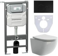 Комплект унитаз с инсталляцией, кнопкой и сиденьем Ceramica Nova Forma CN3009_1001B_1000