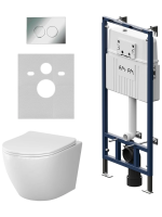 Комплект унитаз с инсталляцией, кнопкой и сиденьем микролифт AM.PM Like IS100151.801900 безободковый