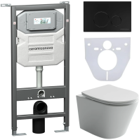 Комплект унитаз с инсталляцией, кнопкой и сиденьем Ceramica Nova Balearica CN6000_1001B_1000