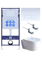 Комплект унитаз с инсталляцией, кнопкой и сиденьем микролифт Aquatek Поларис SET AQUATEK ПОЛАРИС-01-013 4в1 безободковый