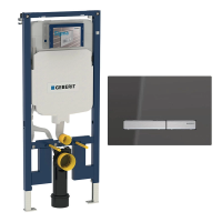 Инсталляция для унитаза Geberit Sigma 8 Duofix 111.796.00.1+кнопка смыва дымчатое стекло