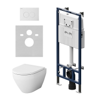 Комплект унитаз с инсталляцией, кнопкой и сиденьем микролифт AM.PM Spirit V2.0 IS100101.701700 безободковый