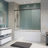 Шторка для ванны Cezares Tandem-Soft 180 см. профиль черный, стекло прозрачное