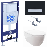 Комплект унитаз с инсталляцией, кнопкой и сиденьем микролифт Aquatek Поларис SET AQUATEK ПОЛАРИС-026 4в1