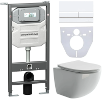 Комплект унитаз с инсталляцией, кнопкой и сиденьем Ceramica Nova Forma CN3009_1002W_1000
