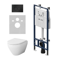 Комплект унитаз с инсталляцией, кнопкой и сиденьем микролифт AM.PM Spirit V2.0 IS100138.701700 безободковый