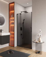 Душевая дверь в нишу Cezares Slider 100 см. профиль черный, стекло серое