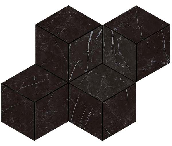 Мозаика керамогранит Marvel Stone Nero Marquina Mosaico Esag. Lapp. (AS2K ) 30x35 от Atlas Concorde (Италия)