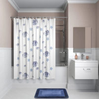 Штора для ванной Iddis Basic B47P218i11 белый;голубой