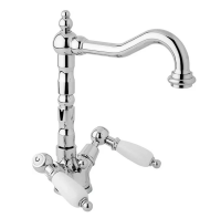 Смеситель для раковины Cezares First FIRST-LS2-01-Bi хром, ручки белые