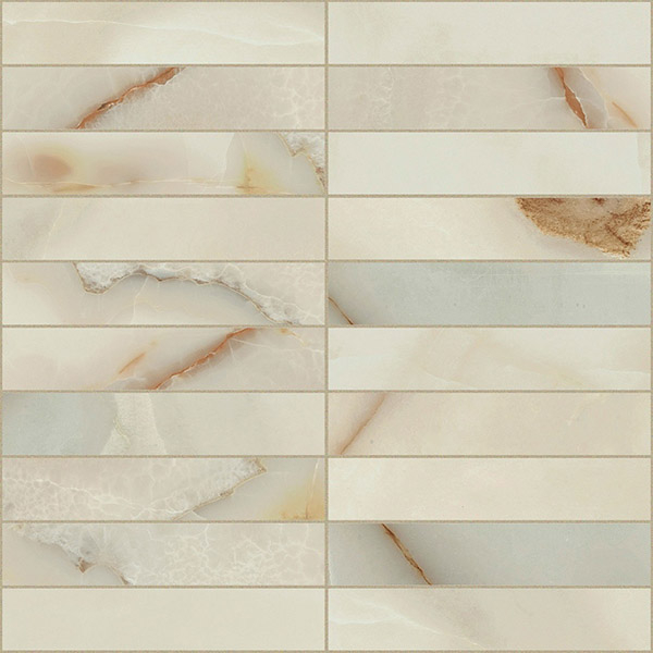 Мозаика BIJOUX ONYX BLANCHE GLO MOS (3x15) (767569) 30x30 от REX Ceramiche (Италия)