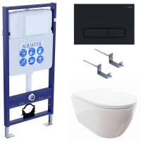 Комплект унитаз с инсталляцией, кнопкой и сиденьем микролифт Aquatek Поларис SET AQUATEK ПОЛАРИС-025 4в1