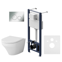 Комплект унитаз с инсталляцией, кнопкой и сиденьем микролифт AM.PM Inspire IS49051.501700 безободковый