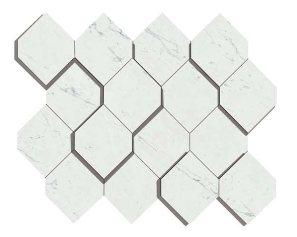 Мозаика керамогранит Marvel Stone Carrara Pure Mosaico Esagono 3D (AS4A) 28.2x35.3 от Atlas Concorde (Италия)