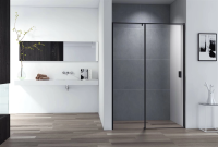 Душевая дверь в нишу Cezares Urban 140 см. профиль черный, стекло прозрачное