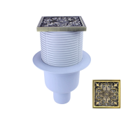 Трап вертик выход с дизайн-решеткой Цветок (21975-57)