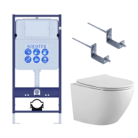 Комплект унитаз с инсталляцией и сиденьем микролифт Aquatek Европа Set AQUATEK ЕВРОПА-KKI2 безободковый