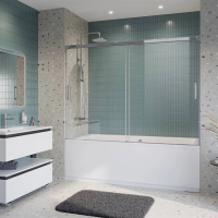 Шторка для ванны Cezares Tandem-Soft 200 см. профиль хром, стекло прозрачное