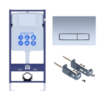 Инсталляция для унитаза Aquatek Slim INS-0000012, кнопка смыва хром + крепеж