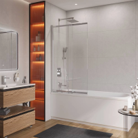 Шторка для ванны Cezares Slider 100 см. профиль хром, стекло прозрачное