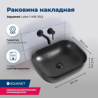 Раковина накладная Aquanet Lake 50 LAKE-1-MB черная