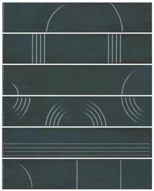 Панно Мажорель зелёный тёмный глянцевый (из 6 частей 6х28.5) (KMP3STA008RN6X) 36x28.5x1 от Kerama Marazzi (Россия)