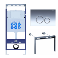 Инсталляция для унитаза Aquatek INS-0000010, кнопка смыва хром + крепеж