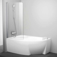 Шторка для ванны Ravak Rosa 85 см. профиль хром, стекло прозрачное