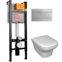 Комплект унитаз с инсталляцией, кнопкой и сиденьем микролифт Jacob Delafon Vox E21770RU-00