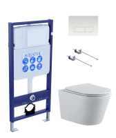 Комплект унитаз с инсталляцией, кнопкой и сиденьем Aquatek Вега SET AQUATEK ВЕГА-1905-013 KK-1 безободковый