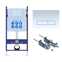 Инсталляция для унитаза Aquatek Slim INS-0000014, кнопка смыва белая + крепеж