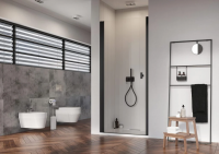 Душевая дверь в нишу правосторонняя Radaway NES DWJ I 100 см. профиль черный, стекло прозрачное