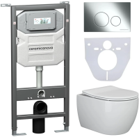 Комплект унитаз с инсталляцией, кнопкой и сиденьем Ceramica Nova Play CN3001_1001CH_1000