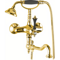 Смеситель для ванны с ручным душем Cezares Margot MARGOT-VDFM2-03/24-N золото ручки черные