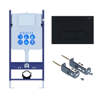 Инсталляция для унитаза Aquatek INS-0000014, кнопка смыва черная + крепеж