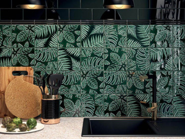 Декор Сантана 1 структура зеленый темный глянцевый (SFB001) 15x15x9 от Kerama Marazzi (Россия)