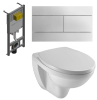 Комплект унитаз с инсталляцией, кнопкой и сиденьем микролифт Jacob Delafon Patio E21739RU-00