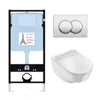 Комплект унитаз с инсталляцией, кнопкой и сиденьем Jacob Delafon Odeon Rive Gauche EDR103-CP