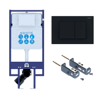 Инсталляция для унитаза Aquatek INS-0000020, кнопка смыва черная + крепеж