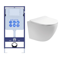 Комплект унитаз с инсталляцией и сиденьем микролифт Aquatek Европа SET AQUATEK ЕВРОПА cm T безободковый