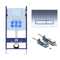 Инсталляция для унитаза Aquatek Slim INS-0000014, кнопка смыва хром + крепеж