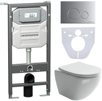 Комплект унитаз с инсталляцией, кнопкой и сиденьем Ceramica Nova Metropol CN4002_1001M_1000