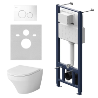 Комплект унитаз с инсталляцией, кнопкой и сиденьем микролифт AM.PM Inspire IS49001.501700 безободковый