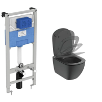 Комплект унитаз с инсталляцией и сиденьем микролифт Ideal Standard Tesi T3868V3 безободковый