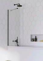 Шторка для ванны Radaway Idea 50 см. профиль черный, стекло прозрачное