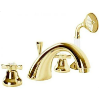 Смеситель на борт ванны с ручным выдвижным душем Cezares Lord LORD-BVD-03/24-Bi золото