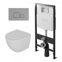 Комплект унитаз с инсталляцией, кнопкой и сиденьем микролифт D&K Matrix DS1391606 безободковый