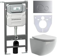 Комплект унитаз с инсталляцией, кнопкой и сиденьем Ceramica Nova Forma CN3009_1001M_1000