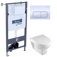 Комплект унитаз с инсталляцией, кнопкой и сиденьем микролифт Jacob Delafon Odeon Up E4764-00+8409K-00+BE.53113.01+BE.015A